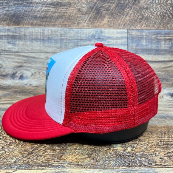 Post Malone Mens Trucker Hat Red Snapback White Iverson Album Cover Hip Hop Cap - Picture 3 of 7